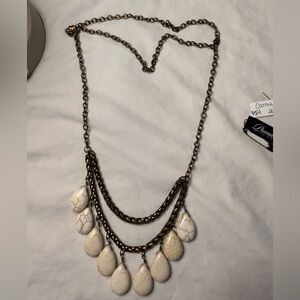 Premier Designs “Carmel”. - Bronze and Cream Teardrop Necklace.